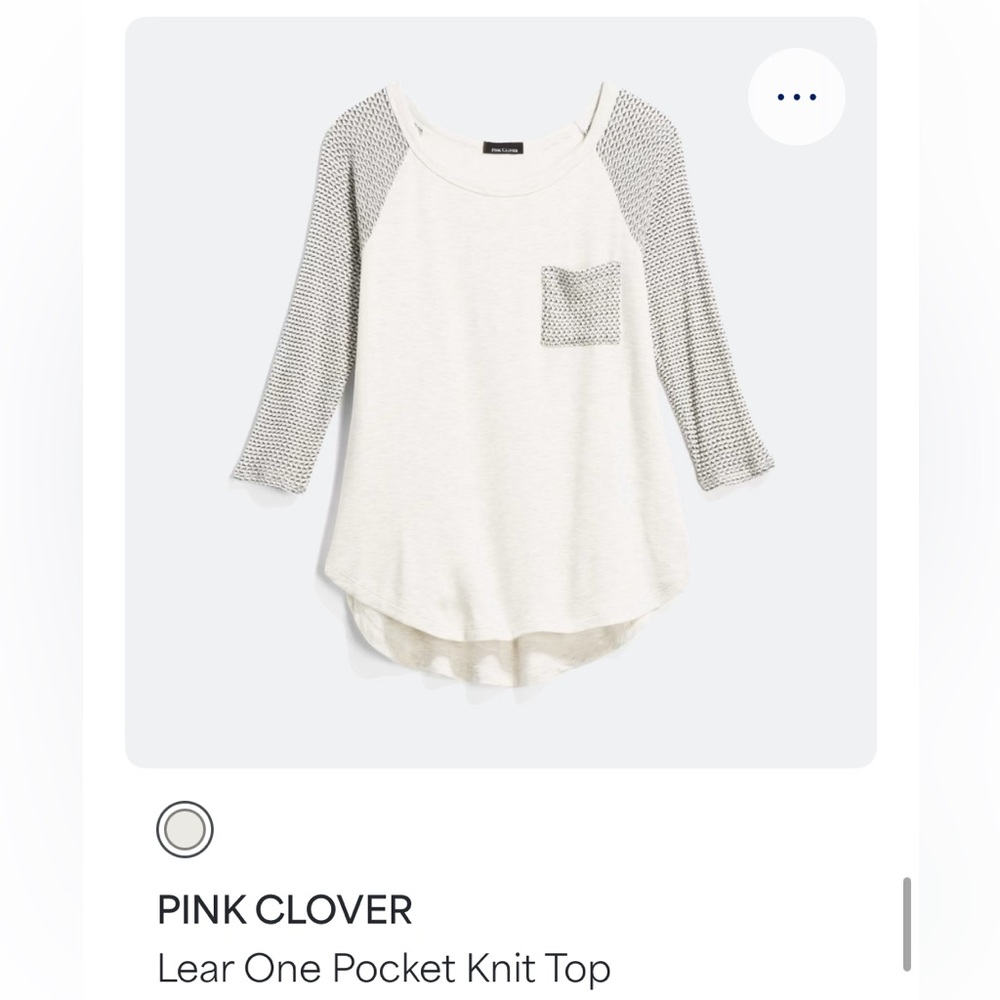 Stitch Fix Pink Clover Large Women's Grey Black 3/4 Sleeve Shirt